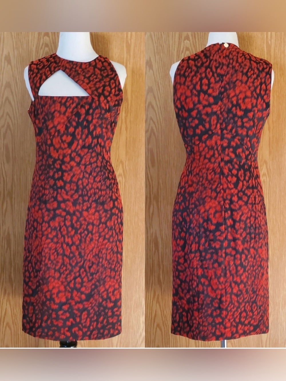 Versace Red and Black Cutout Midi Dress